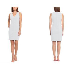 New Maggy London Size US 6 V-neck One Piece Dress White